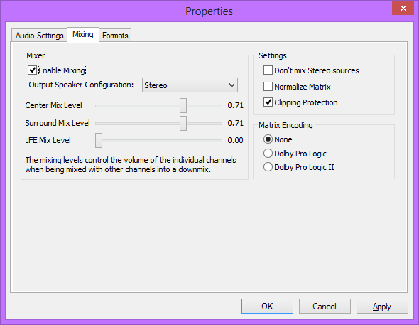LAV Audio Configuration Mixing LAV Audio Configuration Mixing