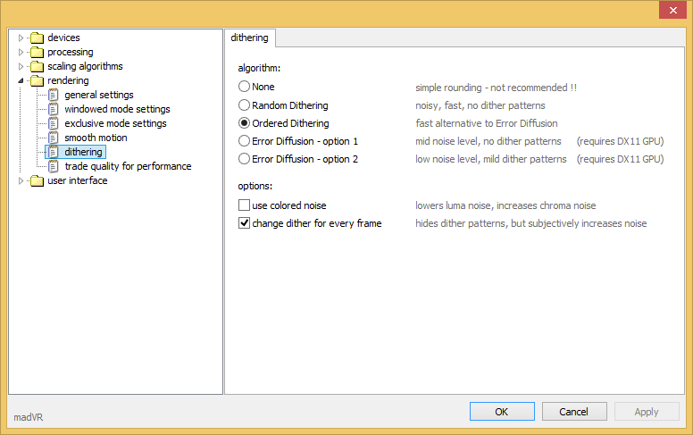 madVR dithering madVR dithering