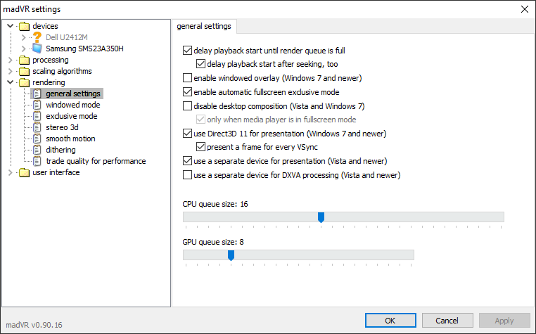 madVR general settings madVR general settings