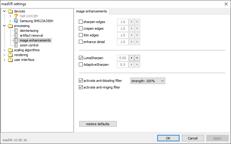 image enhancements madVR image enhancements