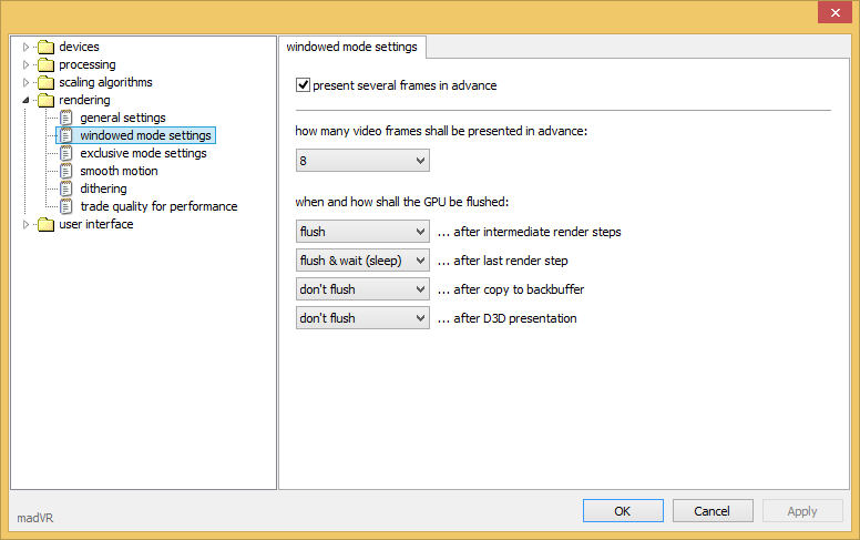 madVR windowed mode settings madVR windowed mode settings